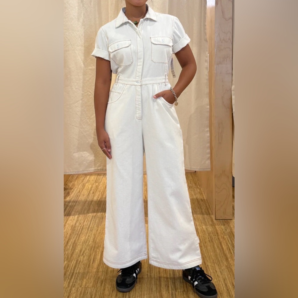 HS (Harper Sage) White Short Sleeve Jumpsuit